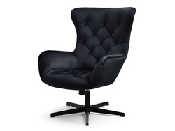 Nojatuoli veluuria musta/mustat jalat ARON