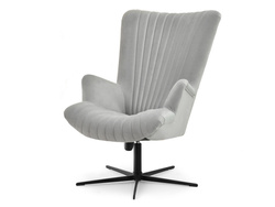 Velour nojatuoli vaaleanharmaa mustat jalat ESLA