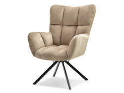 Beige veluurinen nojatuoli mustat jalat KIRA