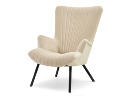 Velour nojatuoli beige mustat jalat LANZA