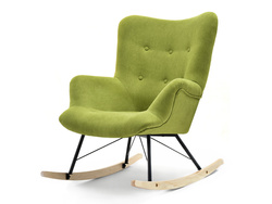 Sammaleenvihreä verhoiltu nojatuoli mustat jalat LAUREN