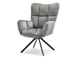 Velour nojatuoli tummanharmaa mustat jalat KIRA