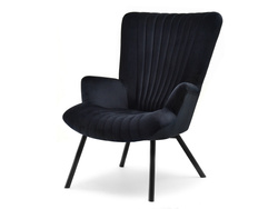 Velour nojatuoli musta mustat jalat LANZA