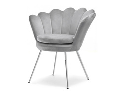 Velour nojatuoli harmaa kromijalat LAZAR