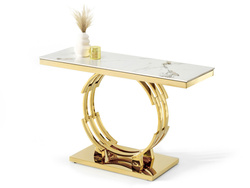 Art deco -konsoli, marmorinen yläosa ja kultainen TOBAGO-jalka