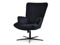 Musta veluurinen nojatuoli mustilla jaloilla ESLA