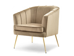 Nojatuoli beige veluuria ja kultaiset jalat ESTEL
