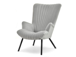 Velour nojatuoli vaaleanharmaa mustat jalat LANZA