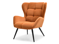 Kupari velour nojatuoli mustat jalat KIKORI