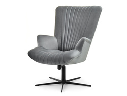 Velour nojatuoli harmaa mustat jalat ESLA