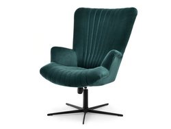 Velour nojatuoli vihreä mustat jalat ESLA