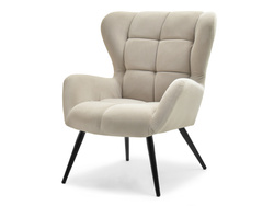 Beige veluurinen nojatuoli mustat jalat KIKORI