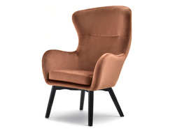 Kupari velour nojatuoli mustat jalat LETA