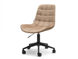 Beige velour nojatuoli mustat jalat ELIOR