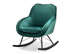 Velour nojatuoli vihreä mustat jalat COCO