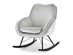 Velour nojatuoli harmaa mustat jalat COCO