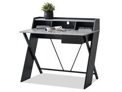 Työpöytä, jossa on laatikko ja laajennusosa betonista 100 cm musta ASGARD-runko