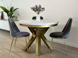 Taitettava pyöreä pöytä kulta/valkoinen ANGOLARE