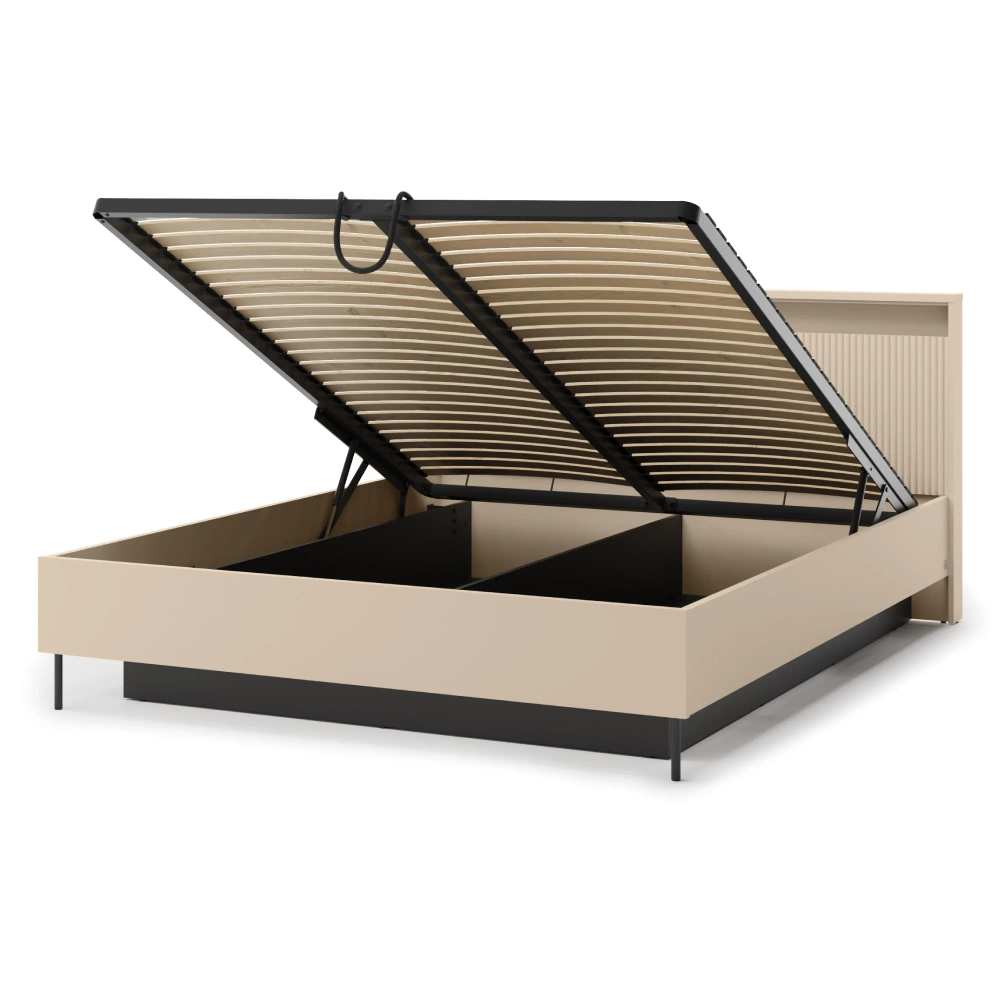 Beige sänky LED-valaistuksella 160x200 cm TREND