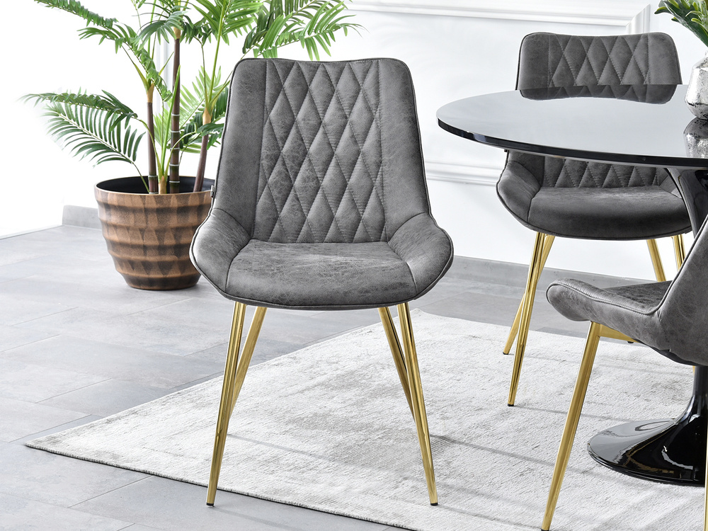 Designtuoli harmaa kultaiset jalat ADEL