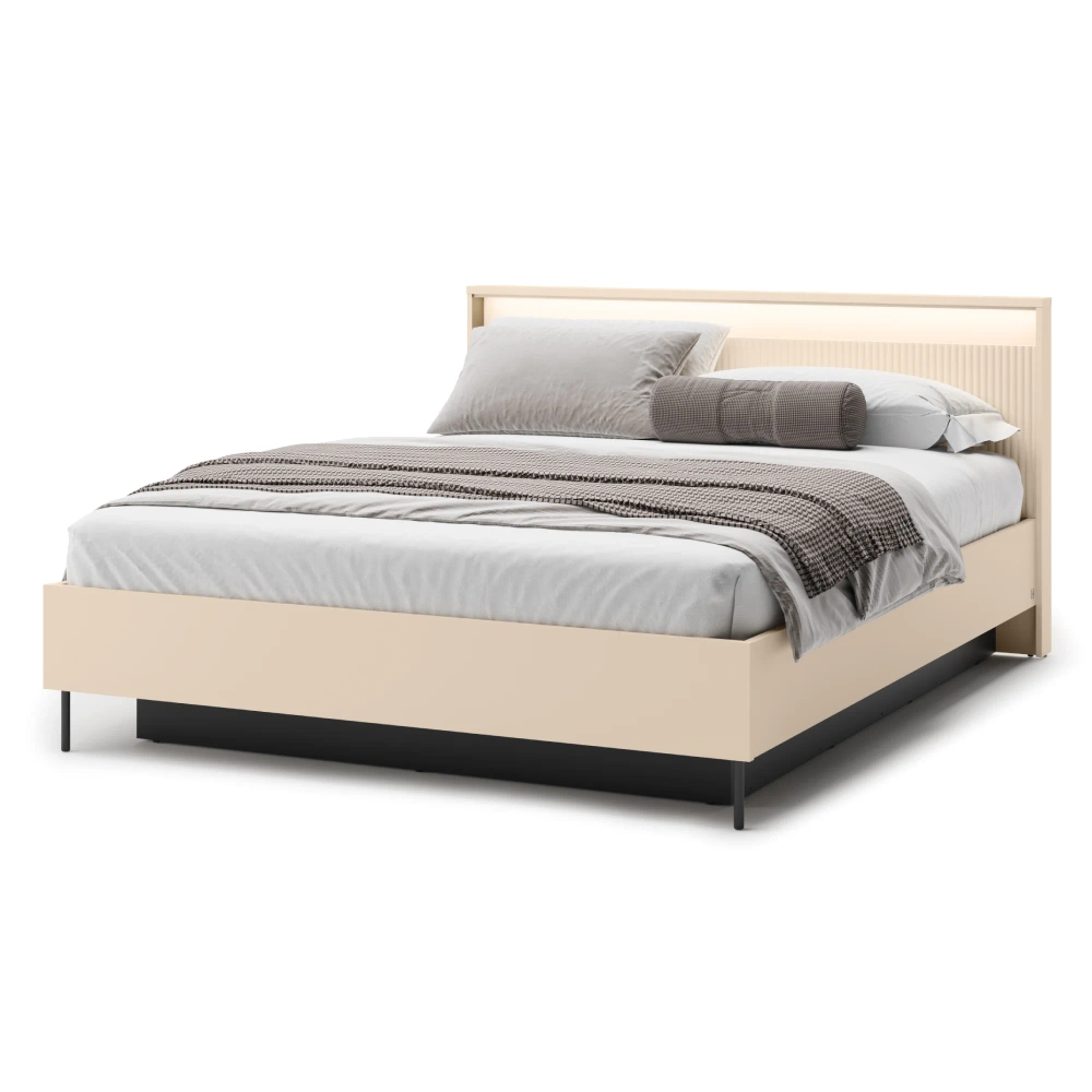 Beige sänky LED-valaistuksella 160x200 cm TREND