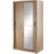 2-ovinen liukuva vaatekaappi peilillä tammi shetland ARTI 06