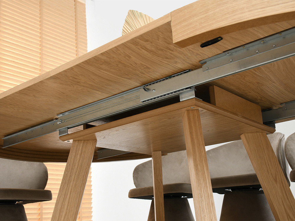 Puinen pyöreä kokoontaitettava pöytä 130-230 cm, tammi VELORO