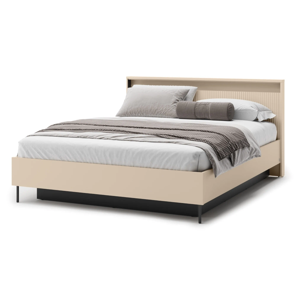 Beige sänky LED-valaistuksella 160x200 cm TREND